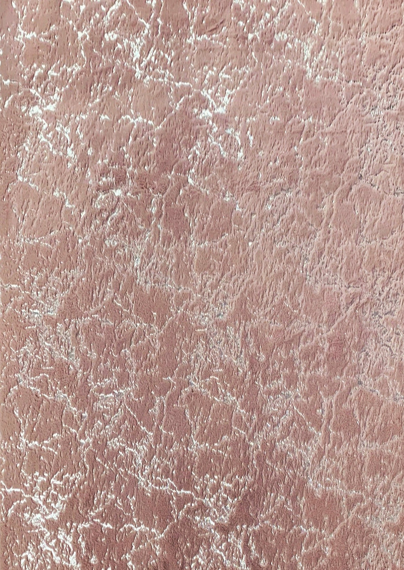 Rose Pink with Silver Metallic Shimmery Design Faux Rabbit Touch Rug