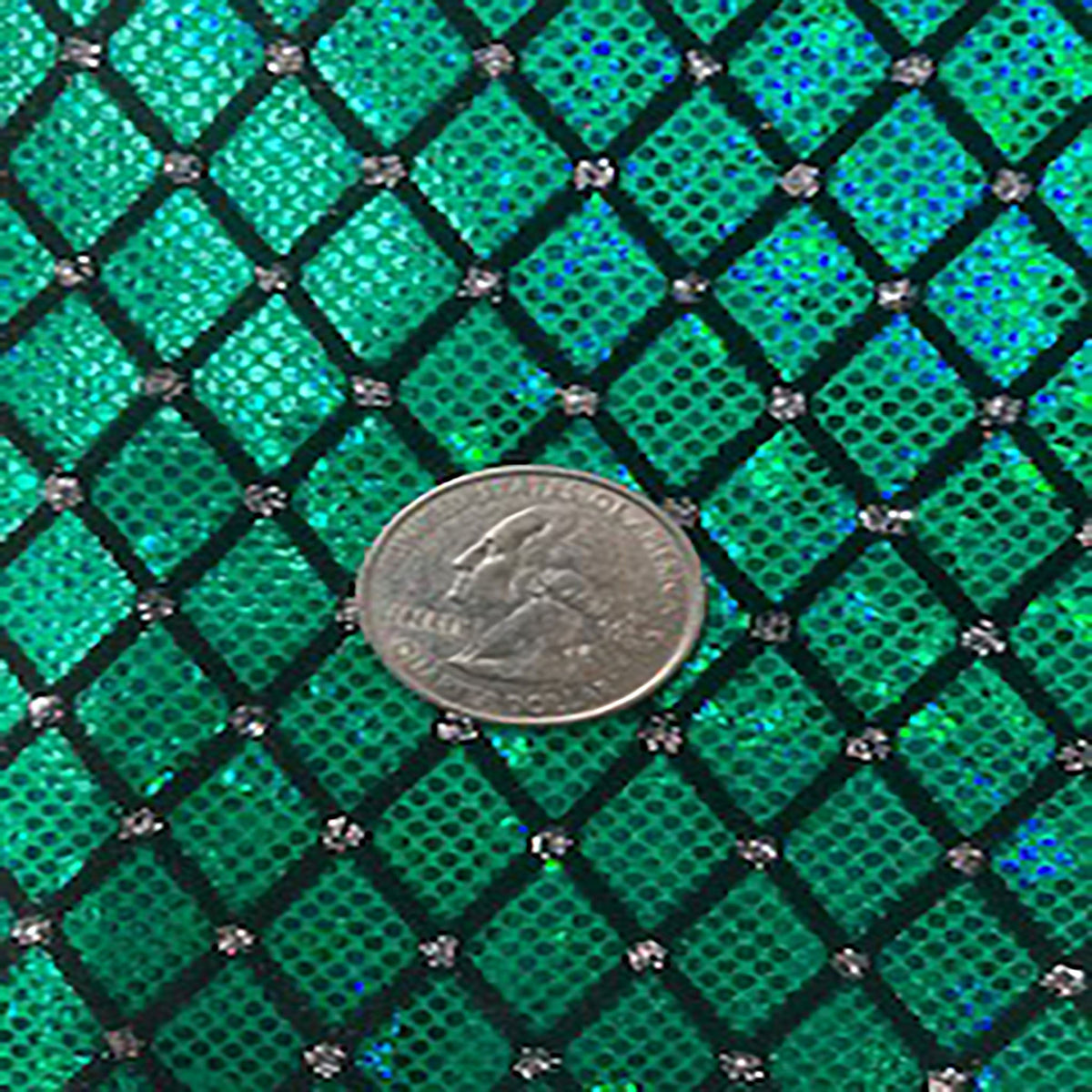 Diamond Flocking Hologram and Glitter on Stretch Nylon Spandex Tricot Fabric | Spandex Palace