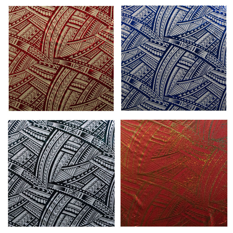 Traditional Polynesian Tattoo Design Foil Fabric | Islands Fabric