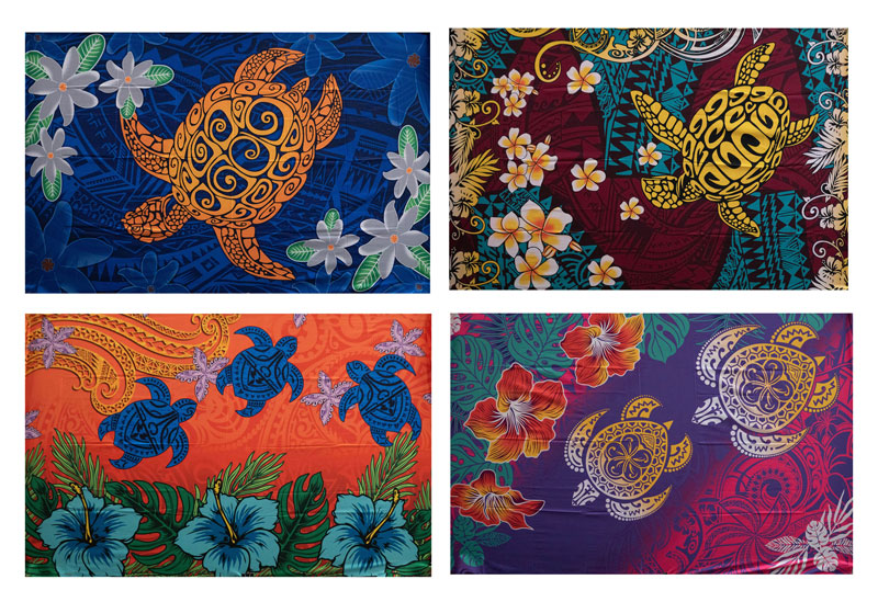 Tropical Flowers Turtle Assortment Sarong