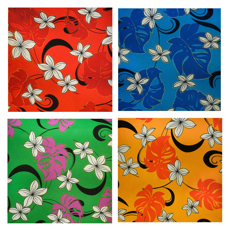 Plumeria Flower Monstera leaves Fabric | Polyester