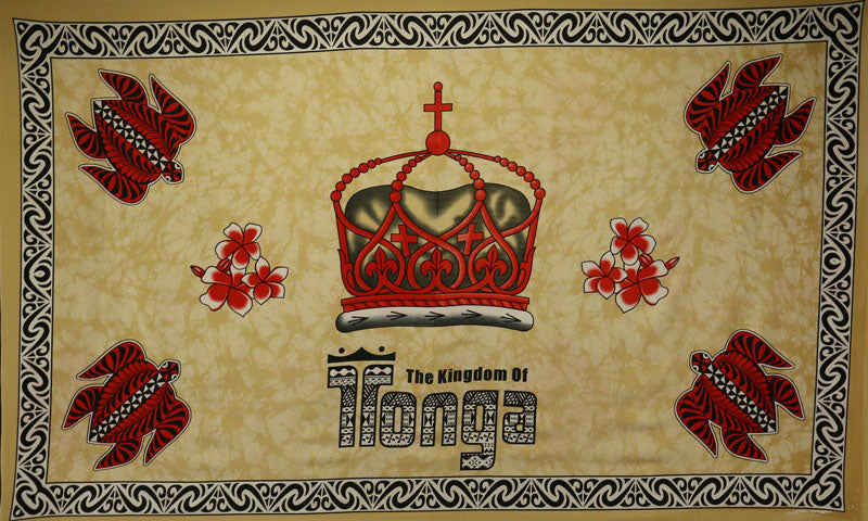 Kingdom of Tonga Crown Turtle Plumeria Sarong | Islands Fabric