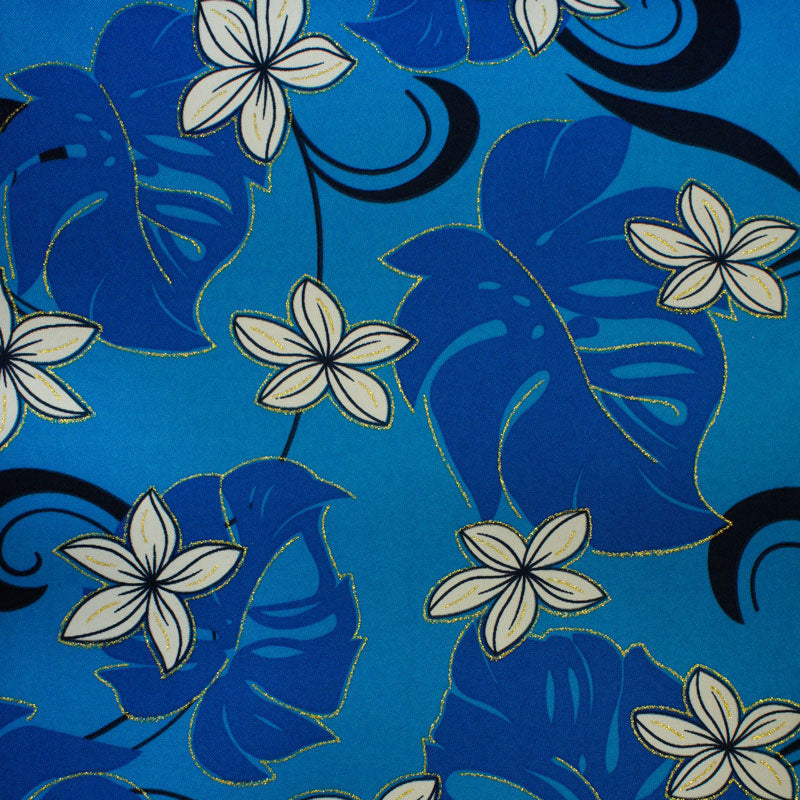 Plumeria Flower Monstera leaves Fabric | Polyester