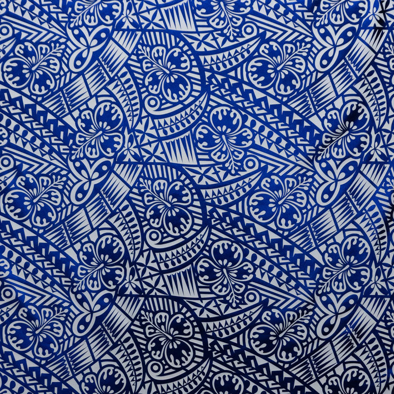 Traditional Polynesian Tattoo Hibiscus Design Fabric | Polyester Foil