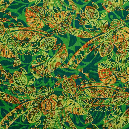Turtle Monstera Leaf Palm Tree Cotton Light Barkcloth Fabric | Islands Fabric