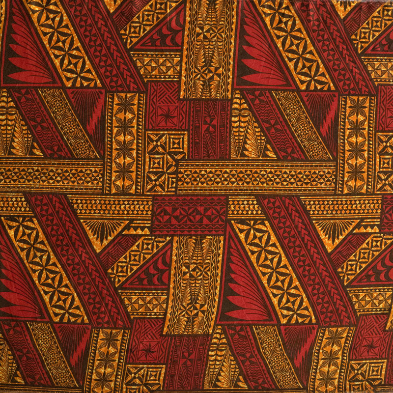 Traditional Tongan Geometric Design Fabric | Peachskin