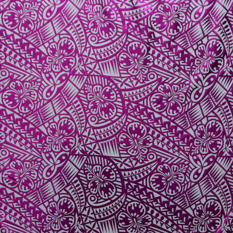 Traditional Polynesian Tattoo Hibiscus Design Fabric | Polyester Foil