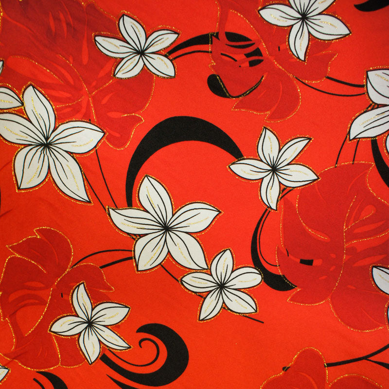 Plumeria Flower Monstera leaves Fabric | Polyester