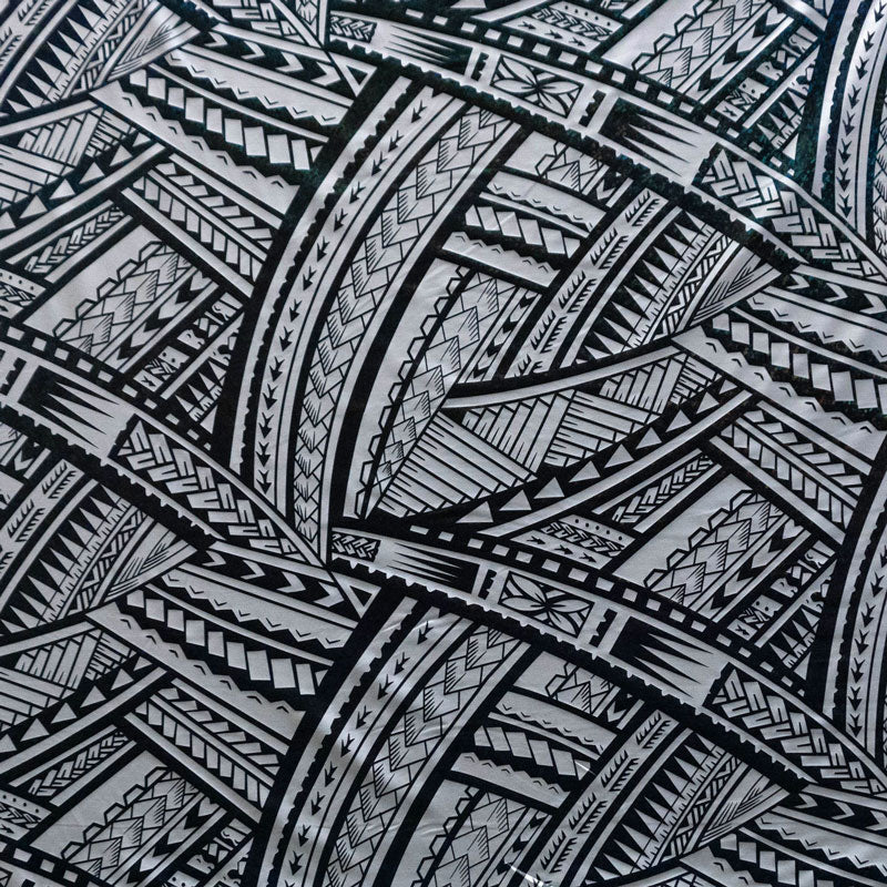 Traditional Polynesian Tattoo Design Foil Fabric | Islands Fabric