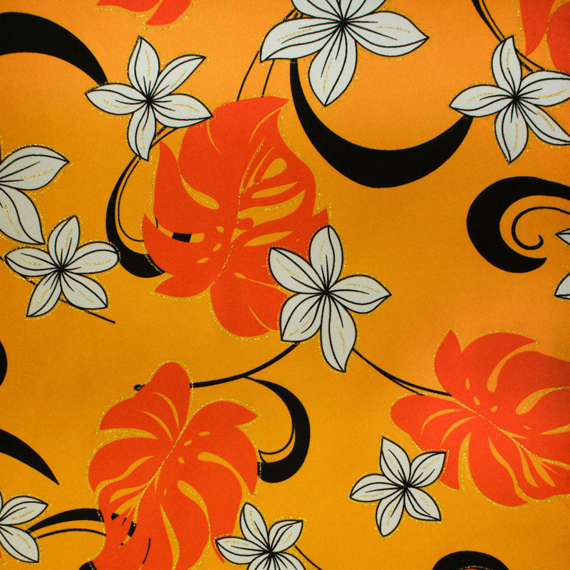 Plumeria Flower Monstera leaves Fabric | Polyester