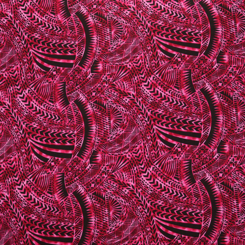 Traditional Polynesian Tattoo Design Fabric | Rayon Poplin