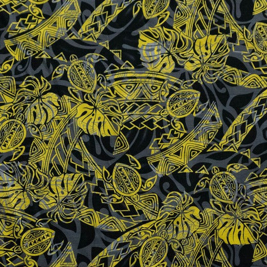 Turtle Monstera Leaf Palm Tree Cotton Light Barkcloth Fabric | Islands Fabric