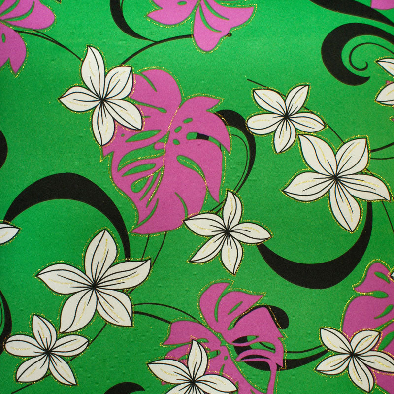Plumeria Flower Monstera leaves Fabric | Polyester