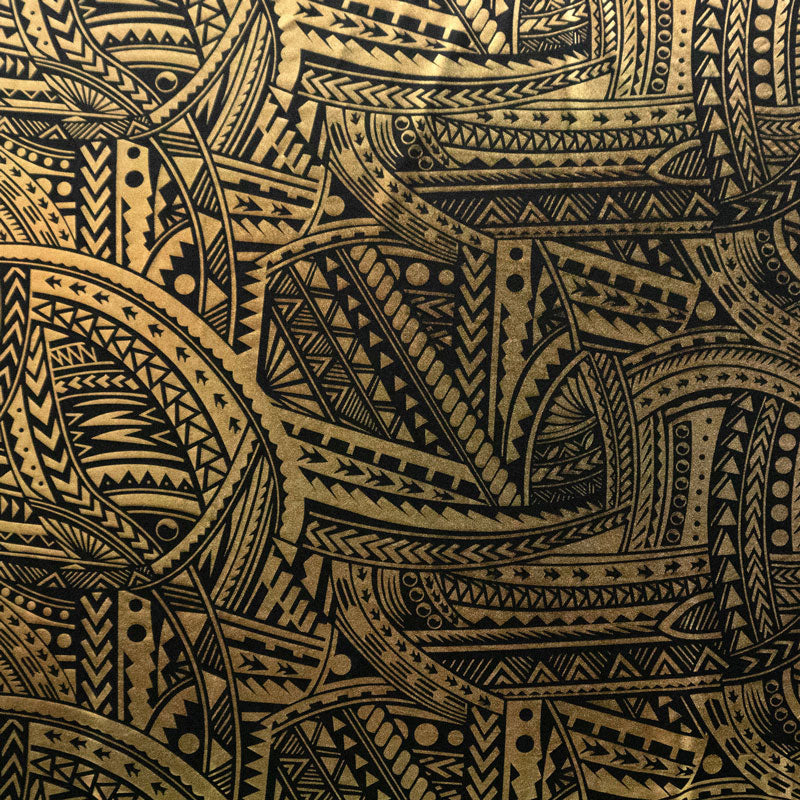 Traditional Polynesian Tattoo Design Fabric | Polyester Foil