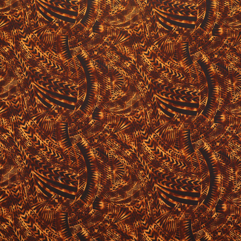 Traditional Polynesian Tattoo Design Fabric | Rayon Poplin