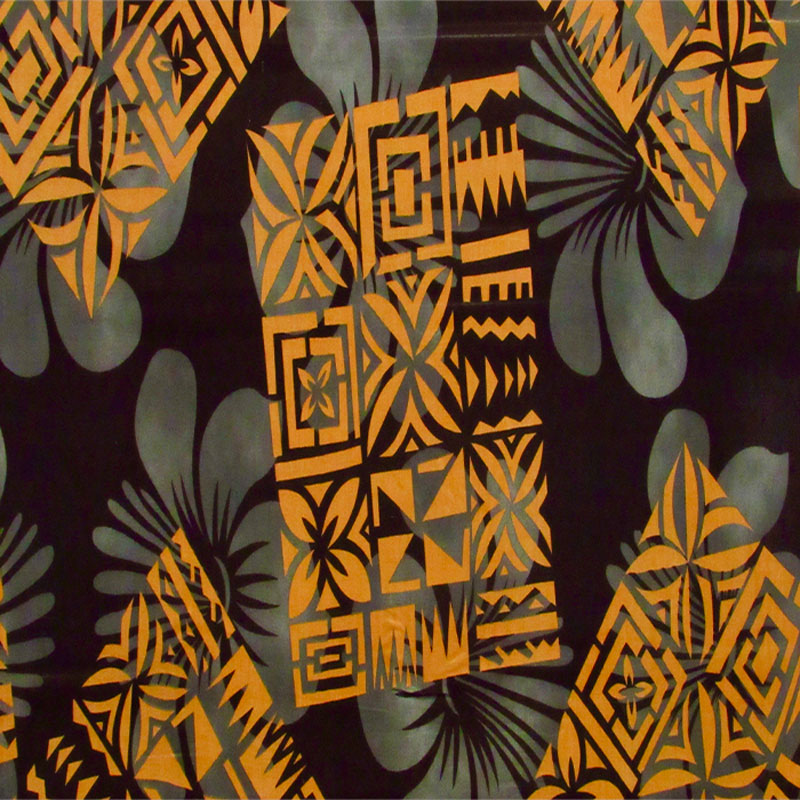 Hibiscus Geometric Floral Design Rayon Fabric | Islands Fabric