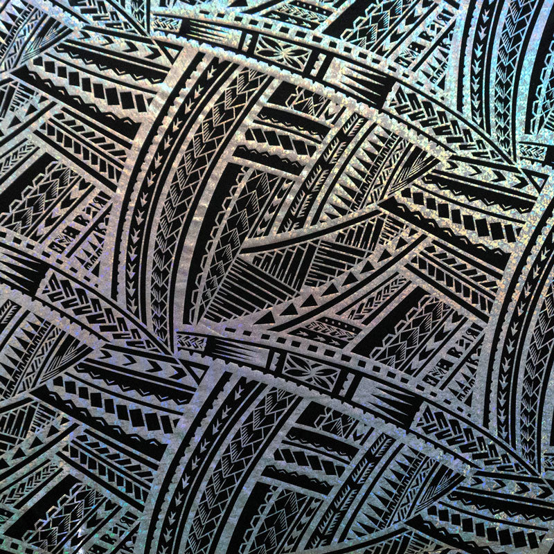 Traditional Polynesian Tattoo Design Foil Fabric | Islands Fabric