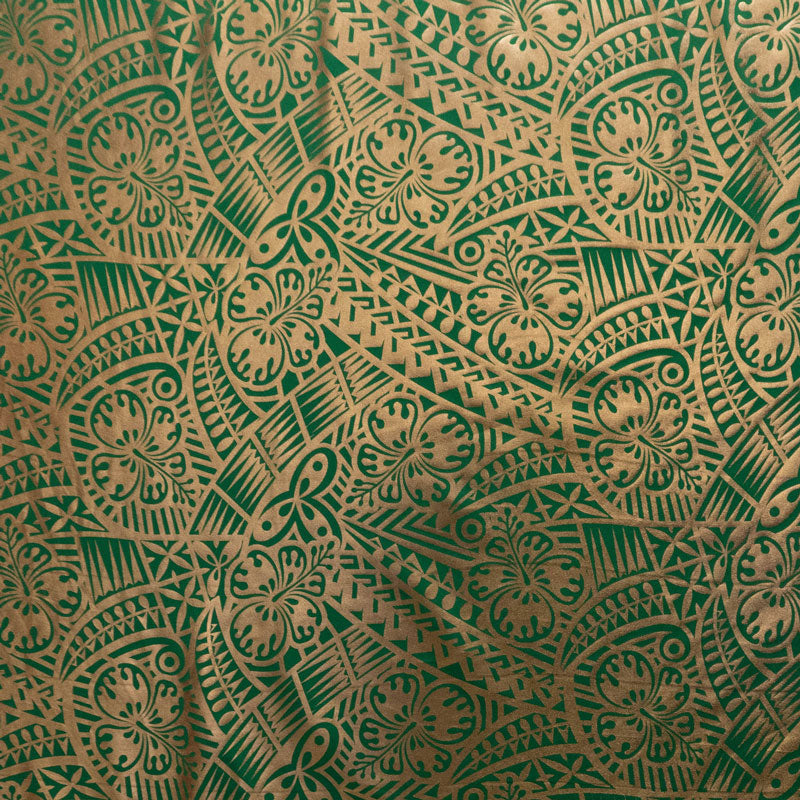 Traditional Polynesian Tattoo Hibiscus Design Fabric | Polyester Foil