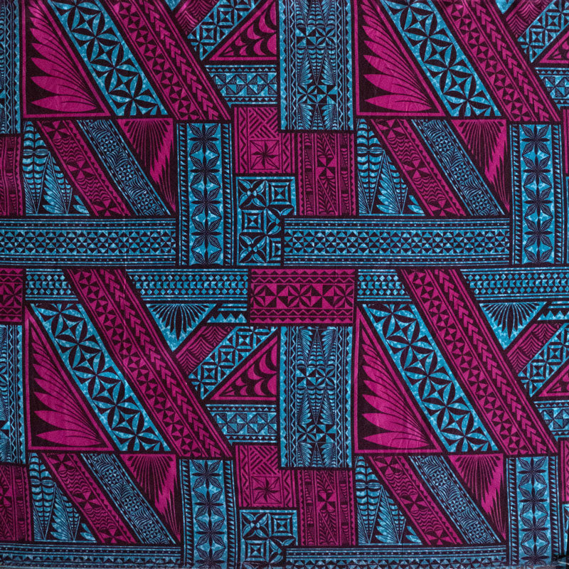 Traditional Tongan Geometric Design Fabric | Peachskin