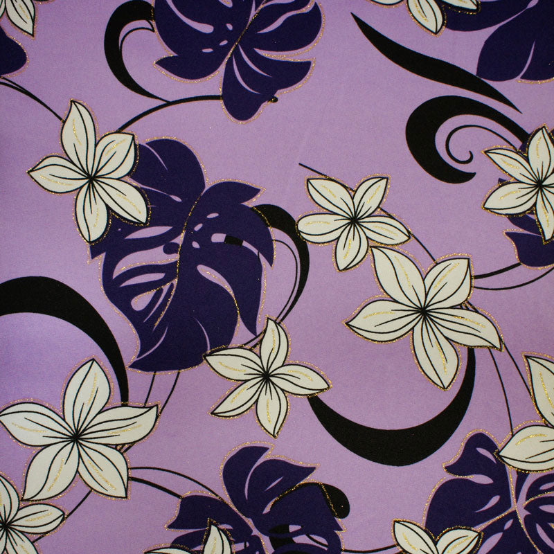 Plumeria Flower Monstera leaves Fabric | Polyester