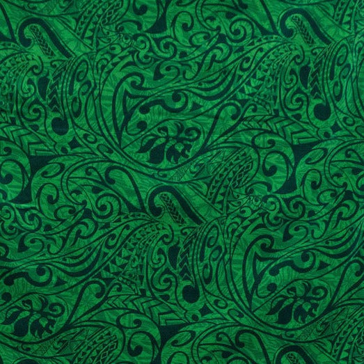 Polynesian Tribal Stems & Leaves All Over design Fabric | Cotton Light Barkcloth