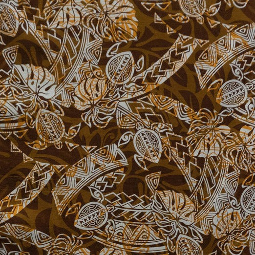 Turtle Monstera Leaf Palm Tree Cotton Light Barkcloth Fabric | Islands Fabric