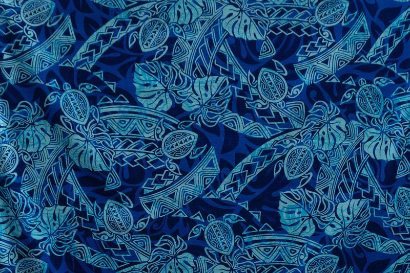 Turtle Monstera Leaf Palm Tree Cotton Light Barkcloth Fabric | Islands Fabric
