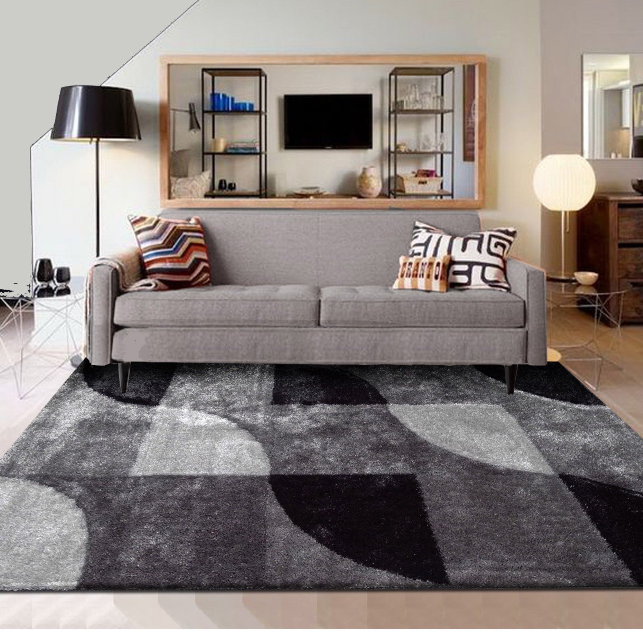 Vibrant Soft Cozy Geometric Design Shag Area Rug/Carpet