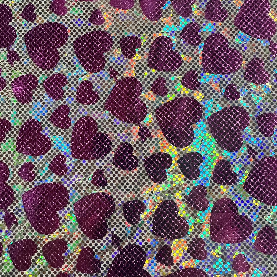 4-Way Iridescent Heart 2 Tone Foil Nylon Stretch Fabric|Spandex Palace