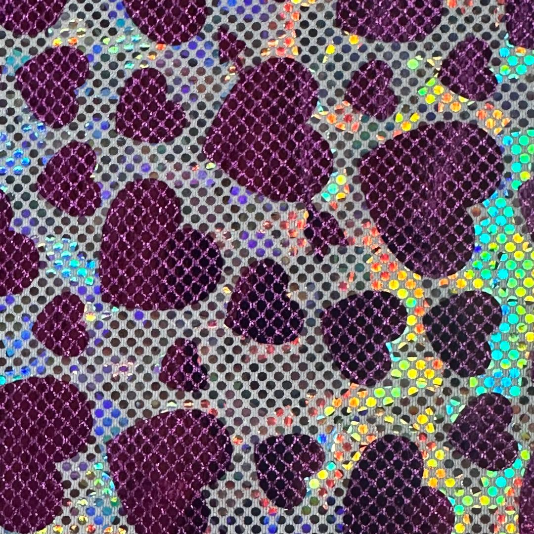 4-Way Iridescent Heart 2 Tone Foil Nylon Stretch Fabric|Spandex Palace