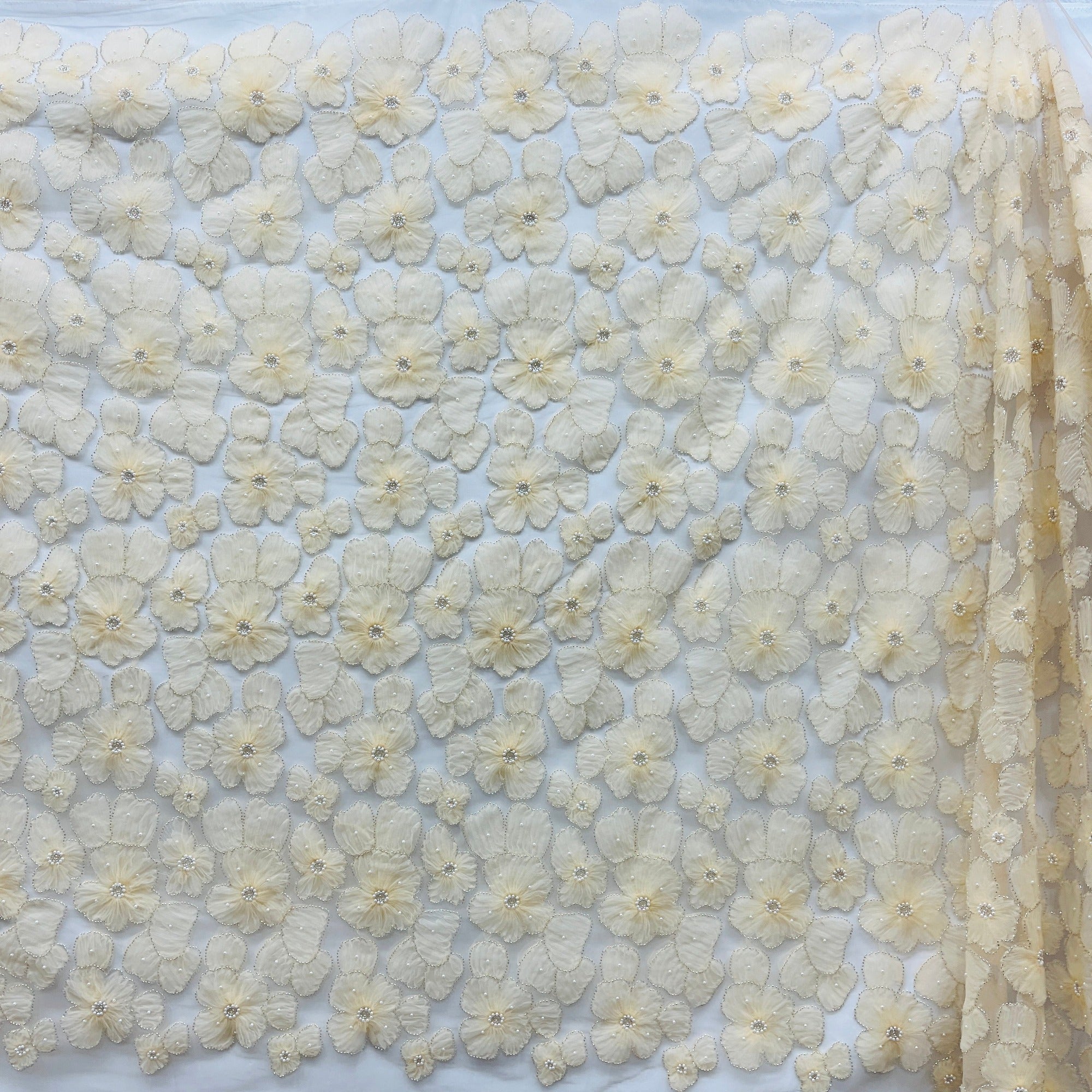 Beaded 3D Floral Lace Fabric for Bridal, Quinceañera & Dance Dresses | Lace USA - GD-216