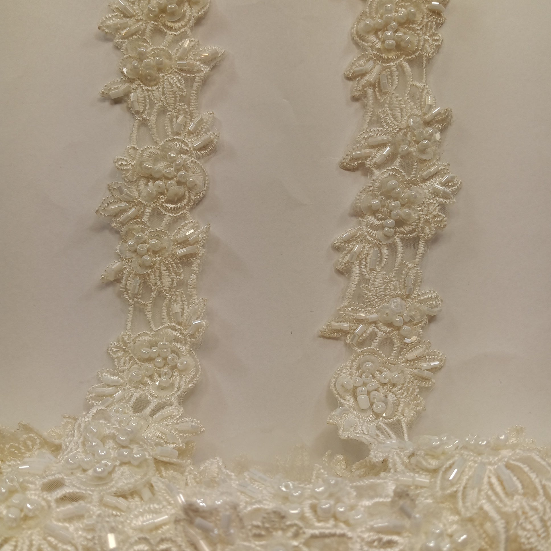 Beaded Lace Trimming Embroidered on 100% Polyester Organza | Lace USA - 21372N-BP