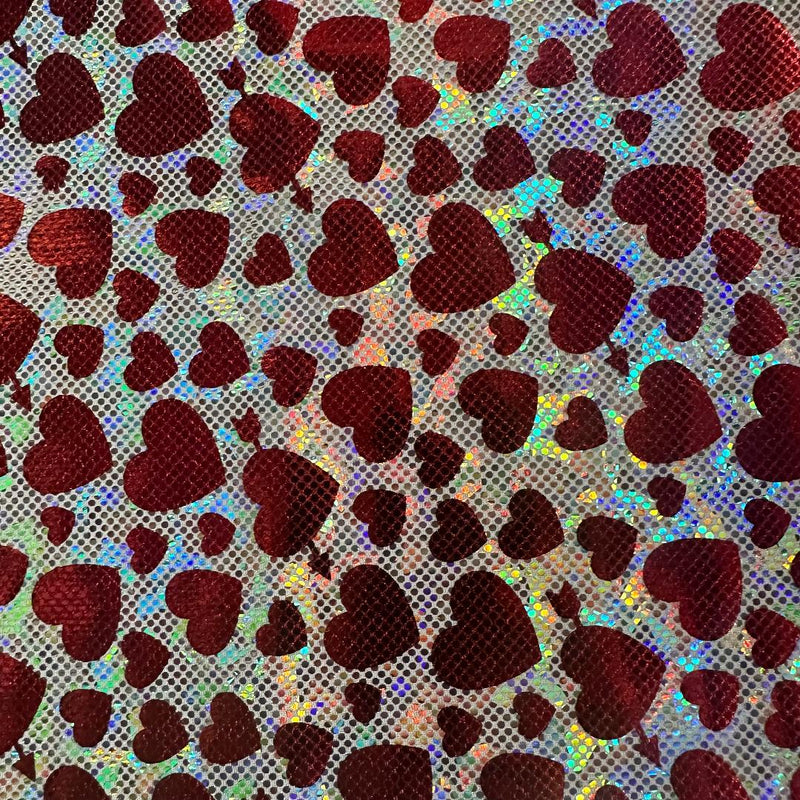 4-Way Iridescent Heart 2 Tone Foil Nylon Stretch Fabric|Spandex Palace