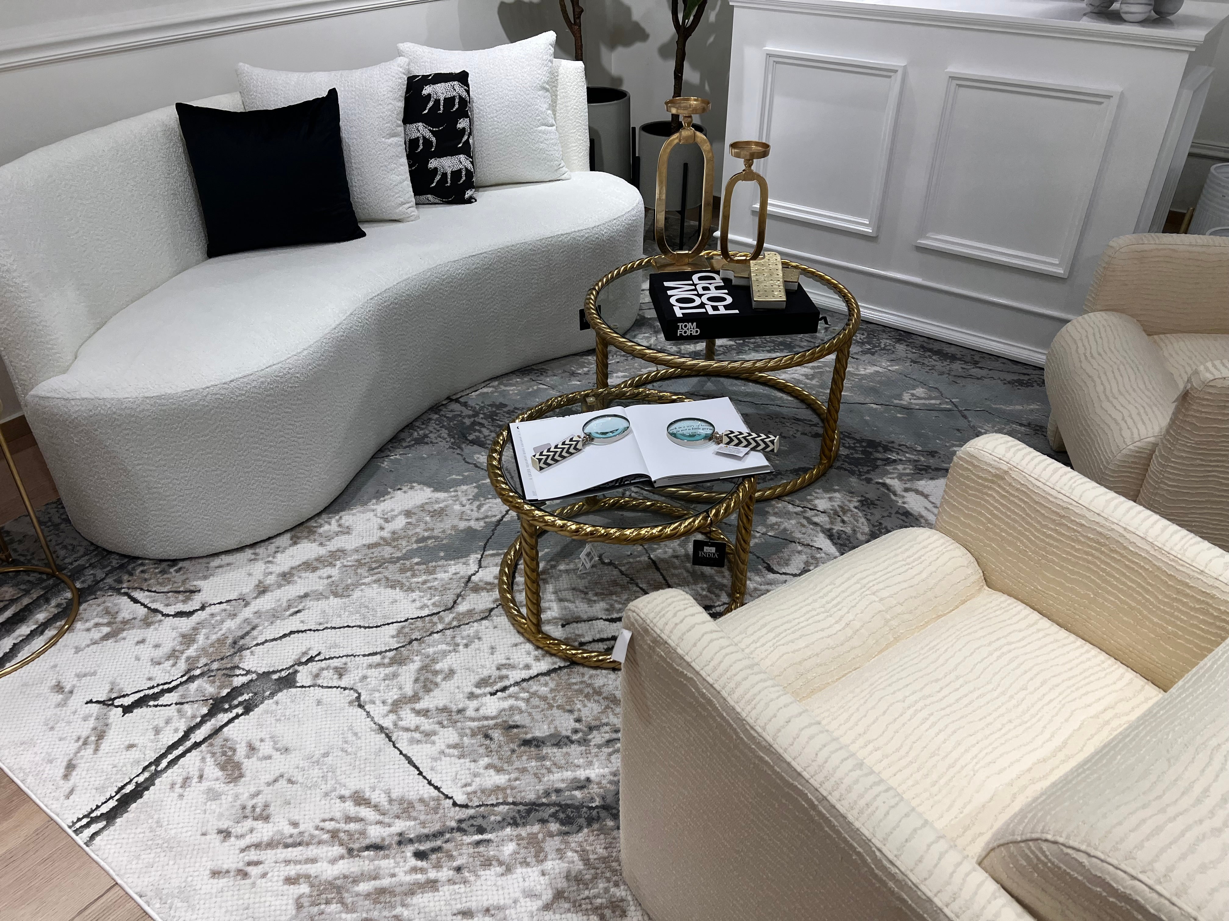 Abstract Marbled High-Low Rug in Crème Beige with Charcoal Tone-on-Tone Design, Faded Teal & Mocha Accents - METZ 4202.