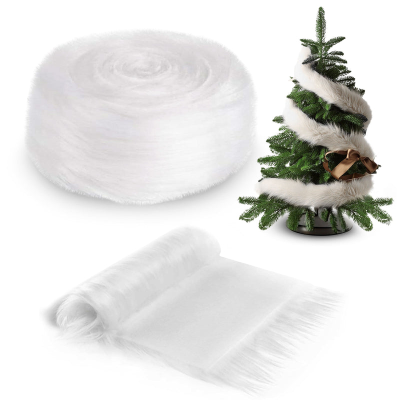 Faux Fur Ribbon Trim Fabric Soft White For Crafting