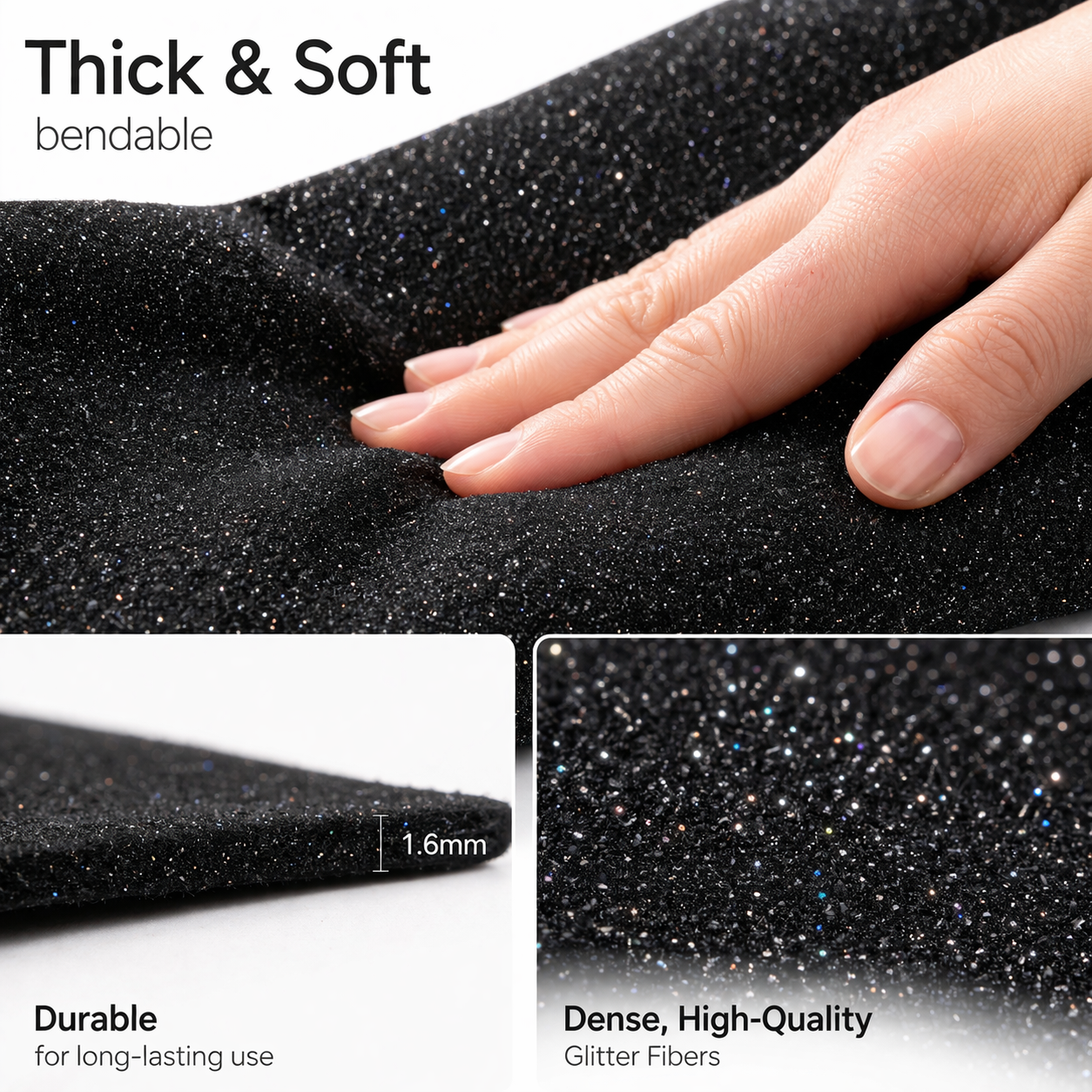 FabricLA Glitter Felt Fabric by The Yard – 60 Inch Wide Sparkly Felt, Non-Shedding Mess-Free Glitter Fabric for Crafts, Costumes & Decor – Easy Cut & Sew