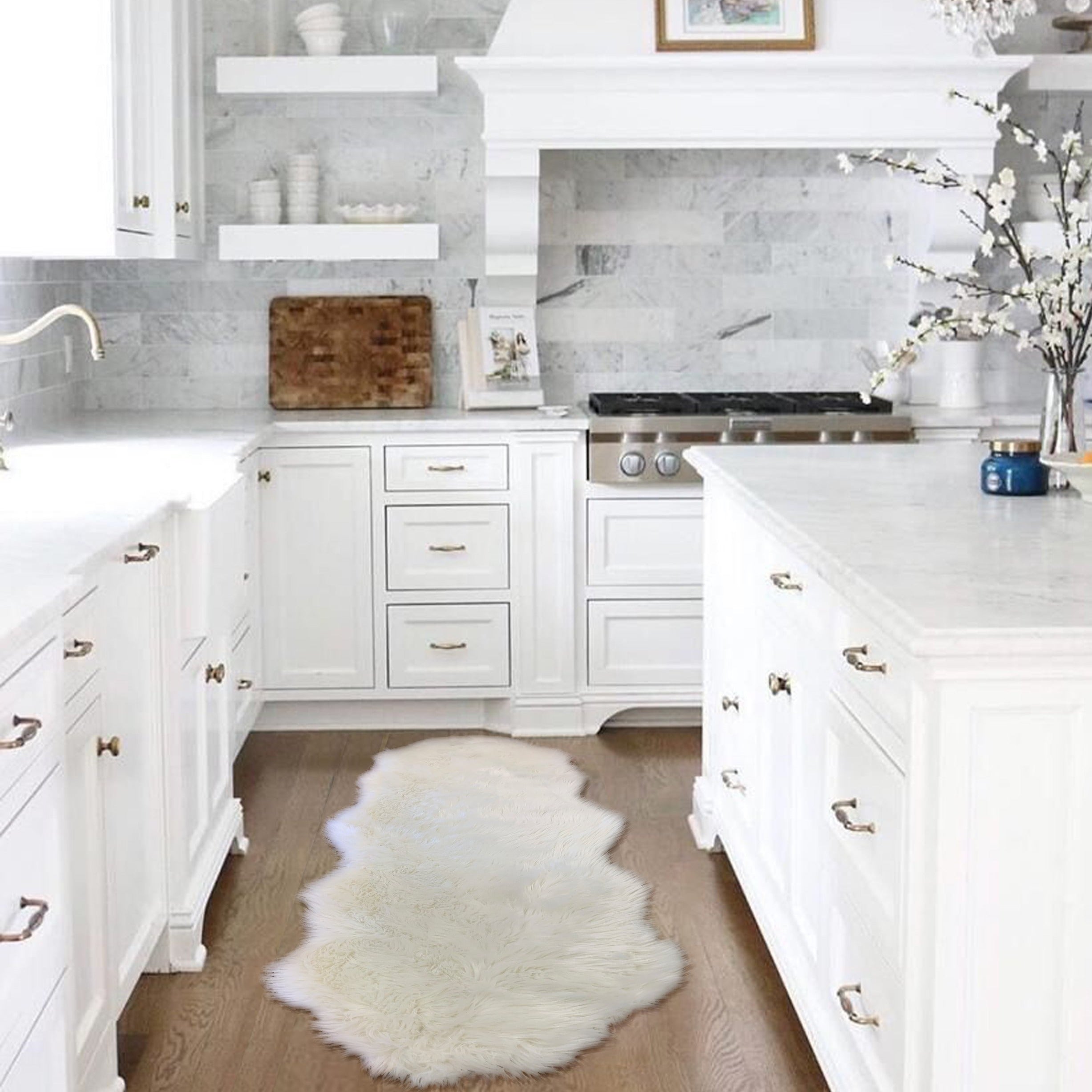 Soft Cozy Fuzzy Faux Fox Fur Area Rug/Carpet