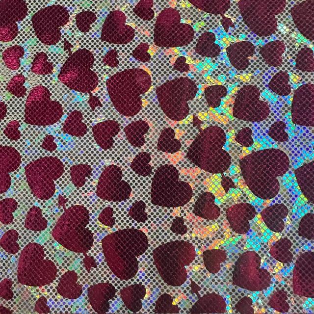 4-Way Iridescent Heart 2 Tone Foil Nylon Stretch Fabric|Spandex Palace