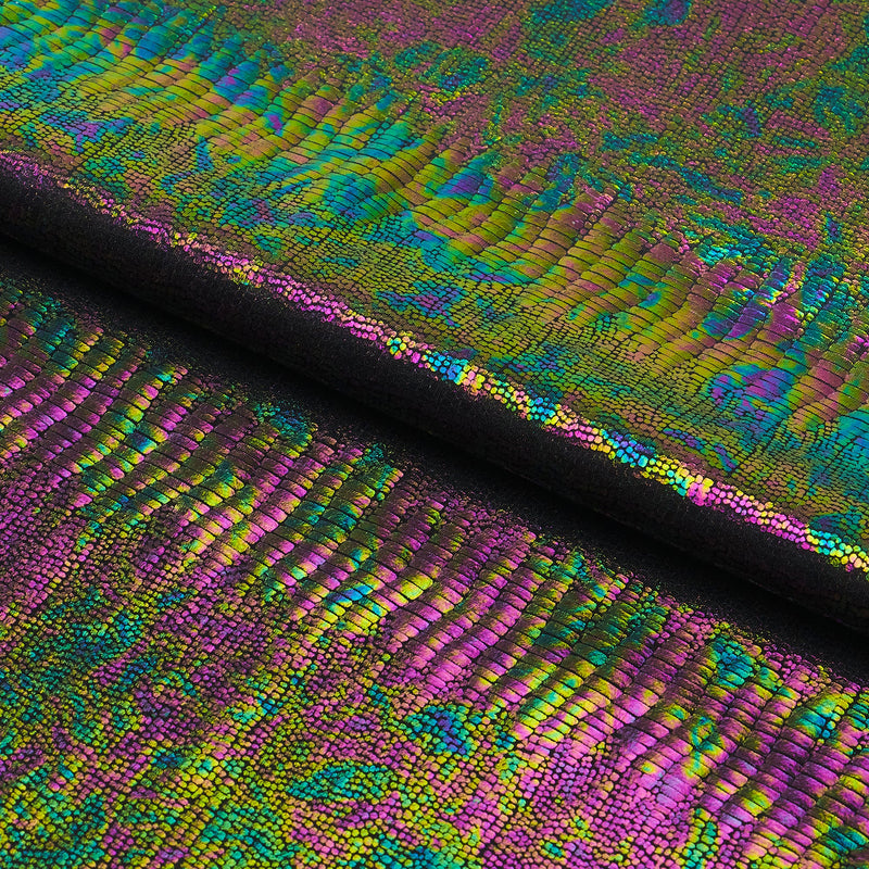 Oil Slick Python Hologram Spandex Fabric | Blue Moon Fabrics