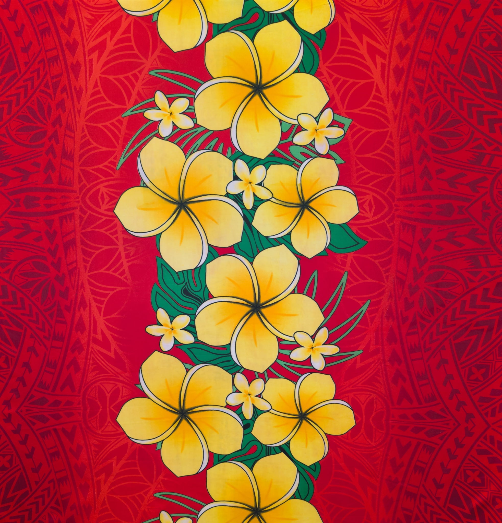 Traditional Tattoo Plumeria Monstera Leaves design Fabric | Peachskin