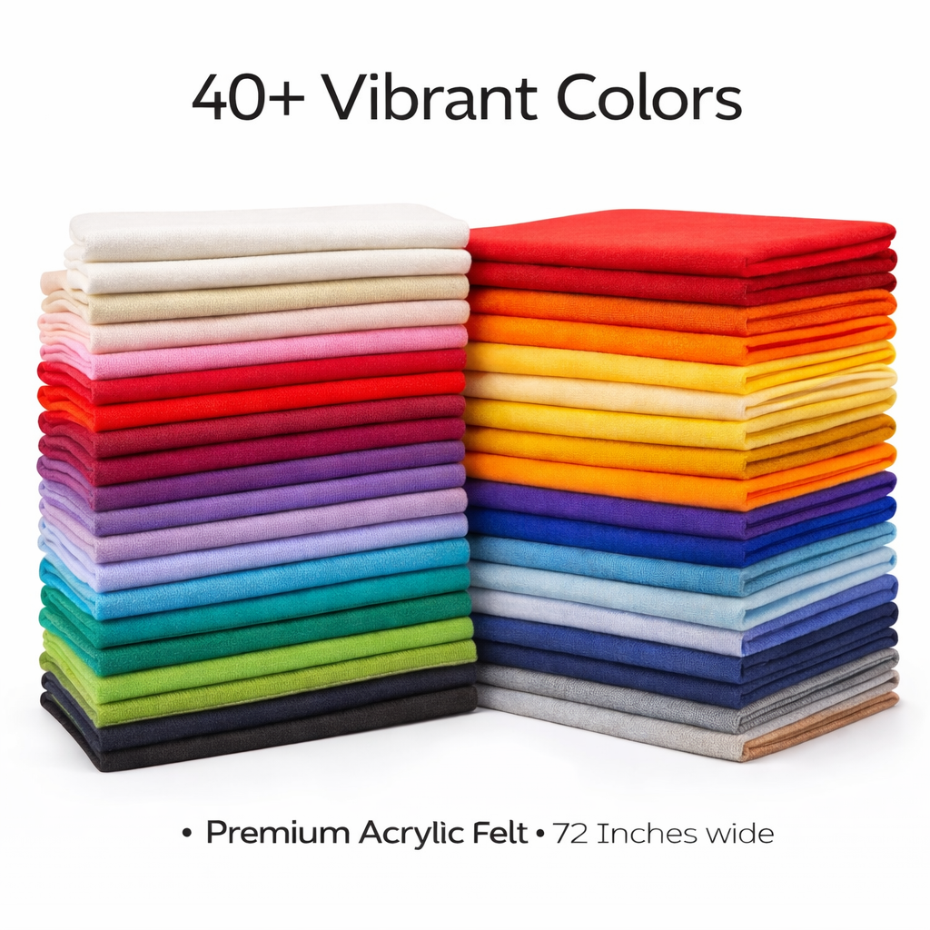 White Acrylic Felt Fabric 1.6mm – 72" Wide, 160 GSM | By the Yard | FabricLA