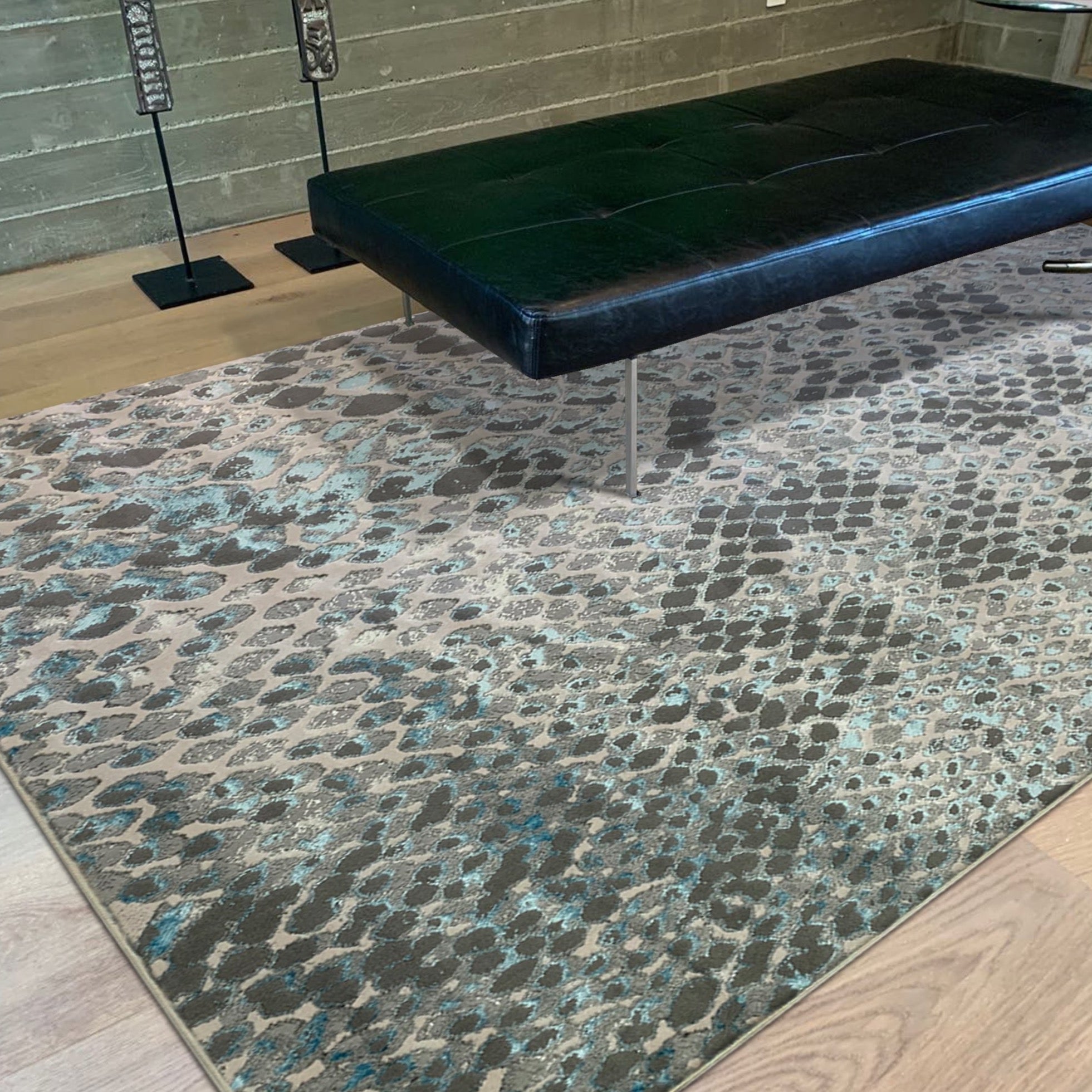Silver Shimmery Changing Color Gray Aqua Blue Soft Cozy Area Rug/Carpet