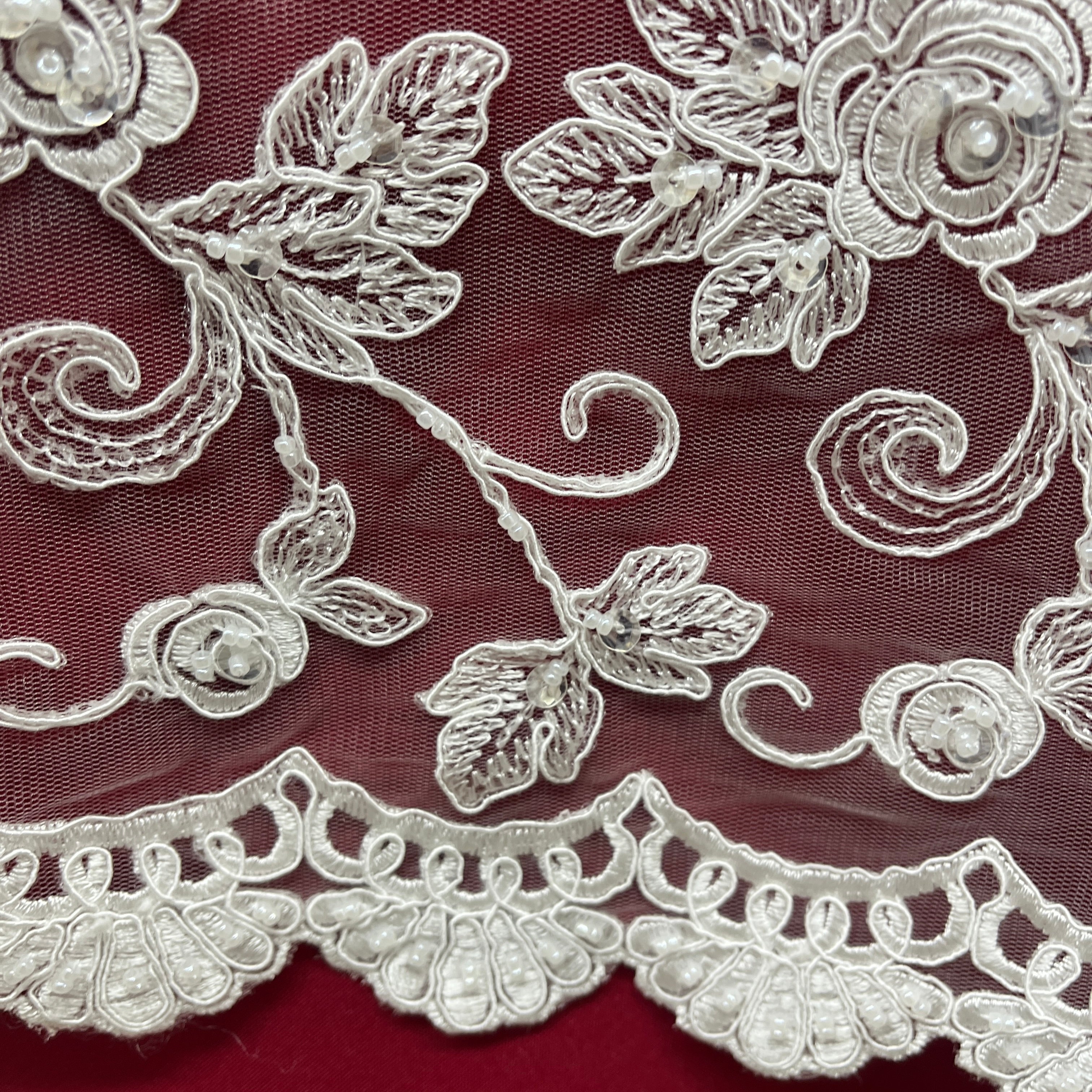 Beaded & Corded Floral  Bridal Lace Fabric  | Lace USA - 95042W-BP