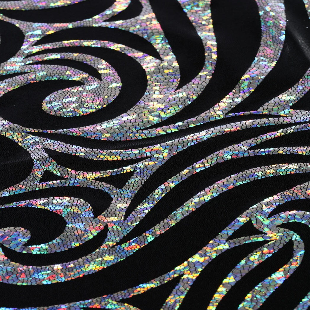 Stellar 4-Way Paisley Foggy Foil Nylon Spandex Fabric | Spandex Palace