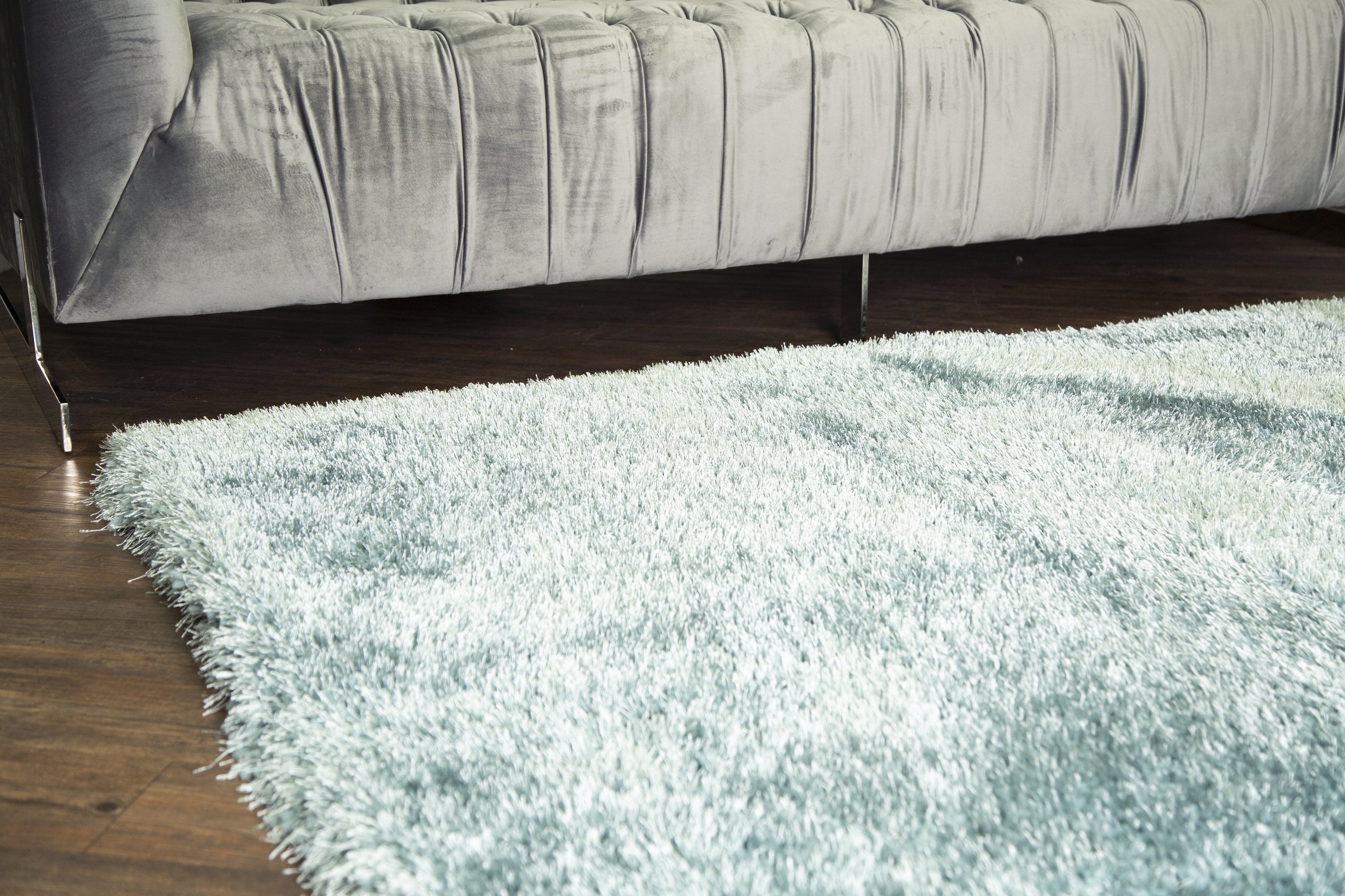 Marine Blue Solid Shag Area Rug/Carpet - Crafted from 100% Polyester, Plush Fluffy Shine, Thick and Thin Yarns Design