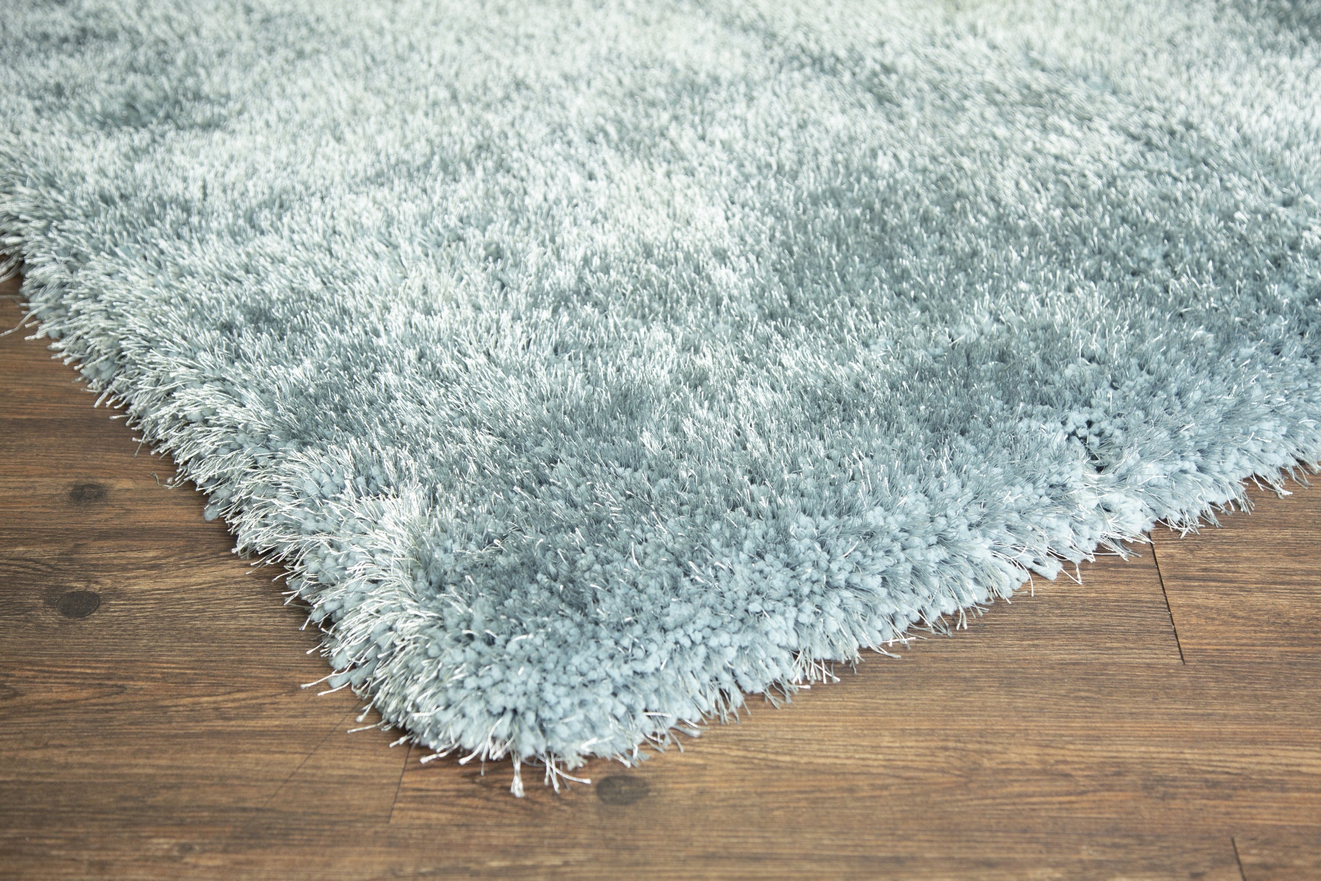 Marine Blue Solid Shag Area Rug/Carpet - Crafted from 100% Polyester, Plush Fluffy Shine, Thick and Thin Yarns Design