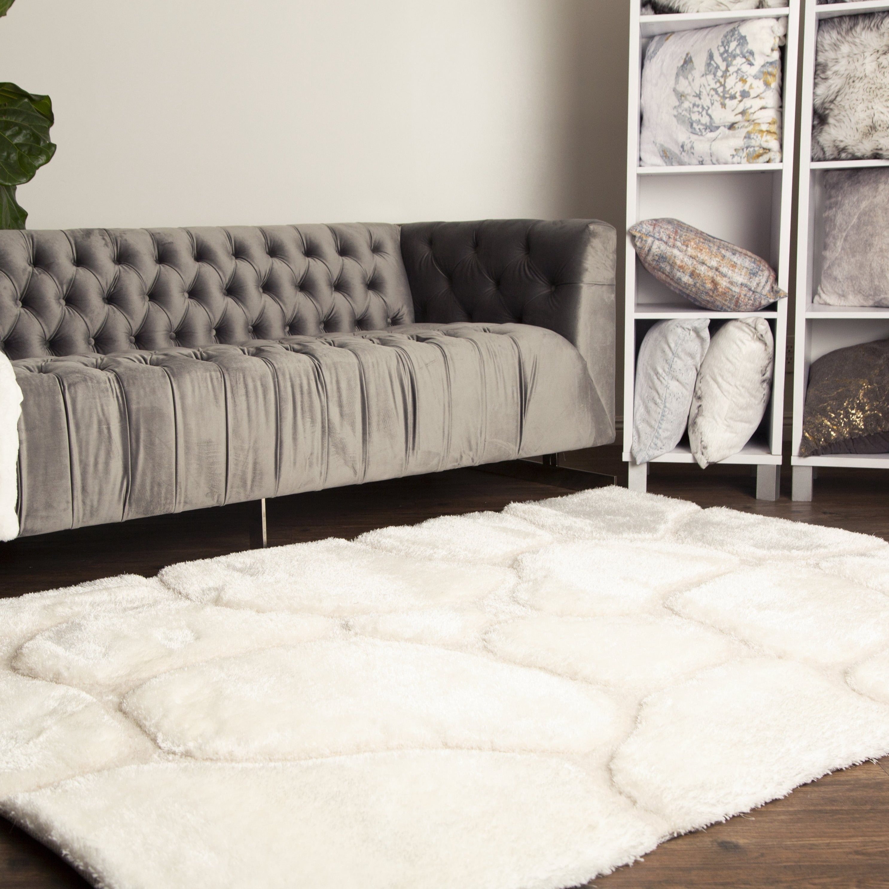 Soft Cozy 3D Rock Design Shag Area Rug/Carpet