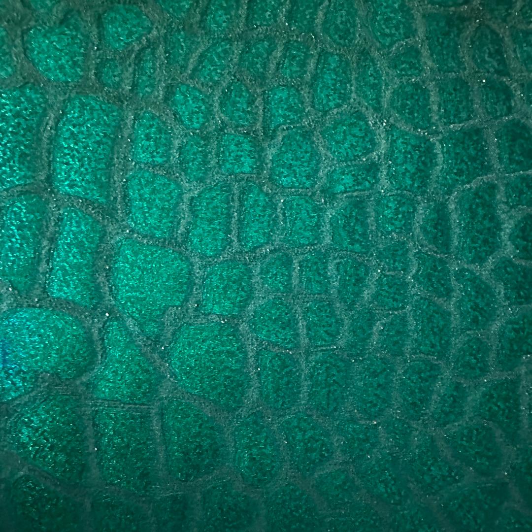 Giraffe Embossed Hologram Velvet Poly Stretch Fabric | Spandex palace