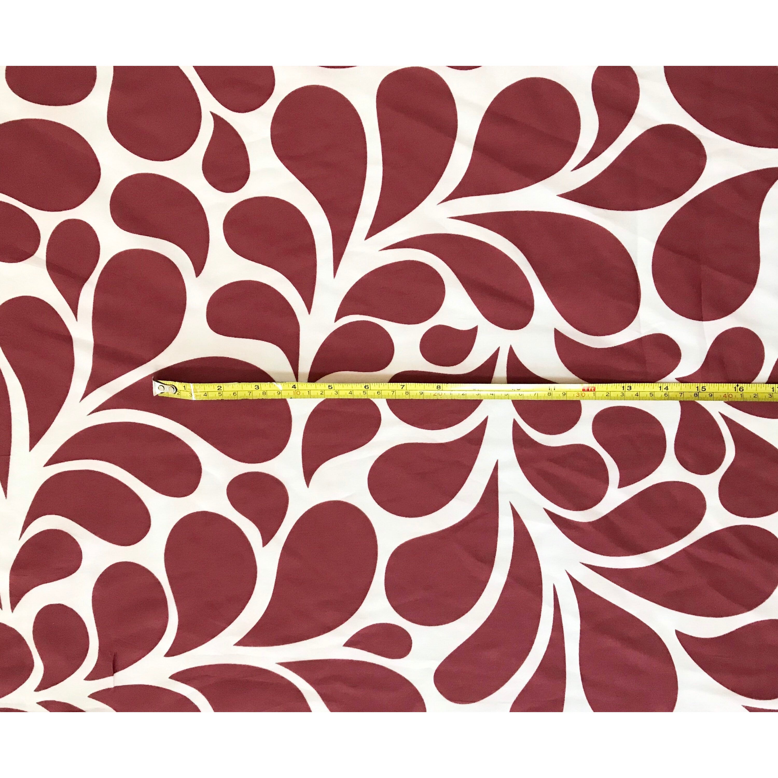 African Print, Stretch Cotton Satin Fabric- Rusty Red, White "Mimi", Per Yard
