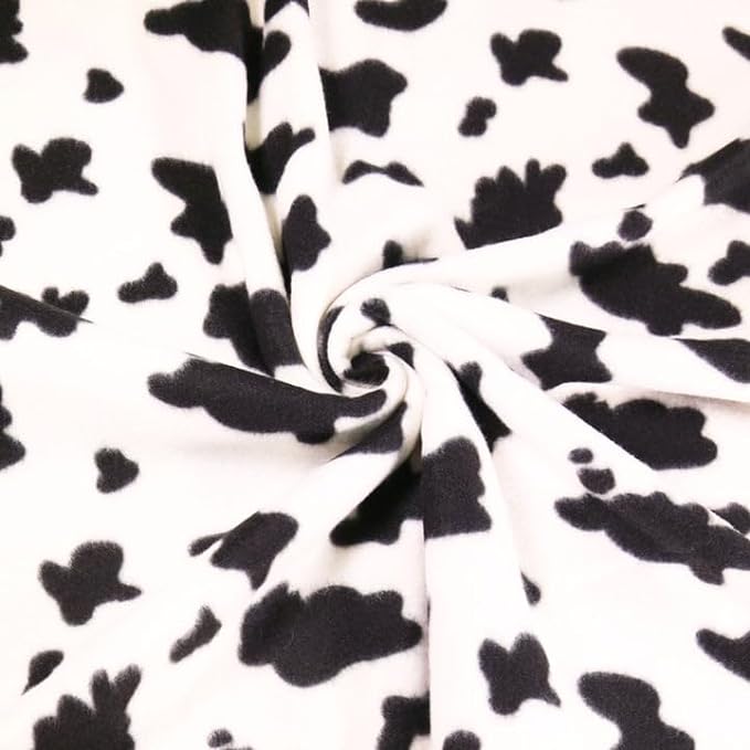 Anti-Pill Polar Fleece Fabric by the Yard – 60" Cow Print Black&White
